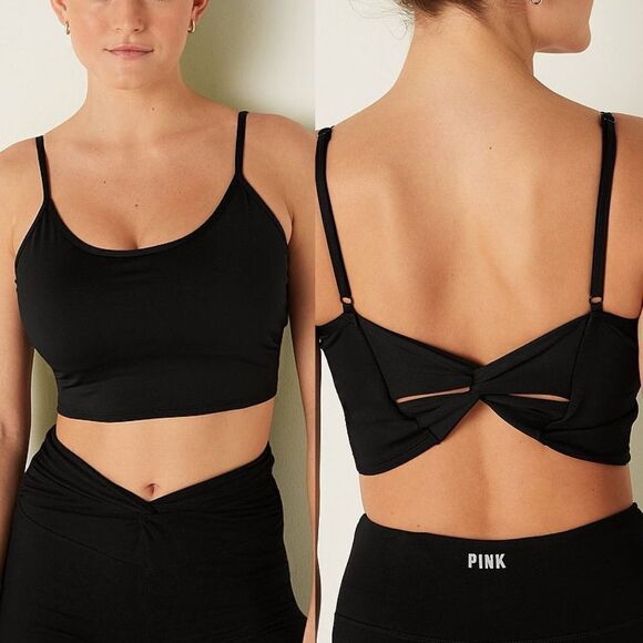 Victoria's Secret PINK ULTIMATE LIGHTLY LINED TWIST BACK SPORTS BRA Bralette L - Picture 1 of 10